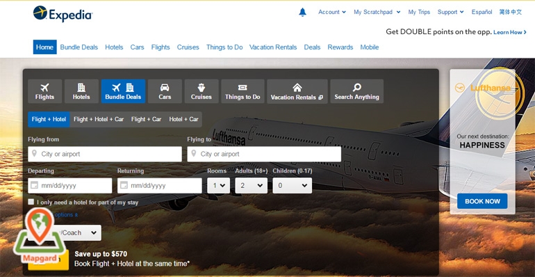 موتور جستجوی بلیط‌های هواپیمایی Expedia