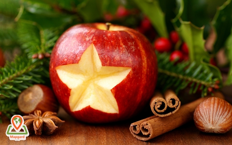 نقش ستاره روی سیب برای کریسمس