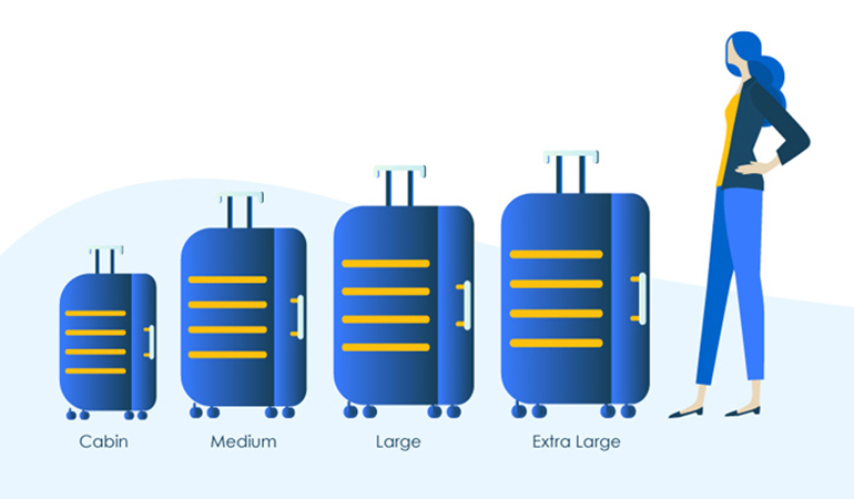 سایز استاندارد چمدان ها