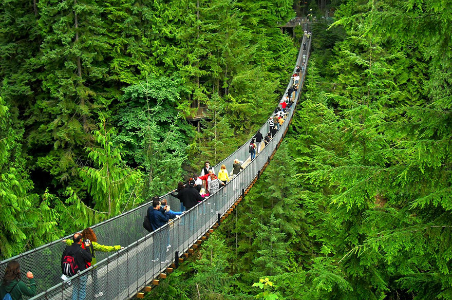 31) قدم زدن روی پل معلق کاپیلانو (Capilano Suspension Bridge) در ونکوور، کانادا 